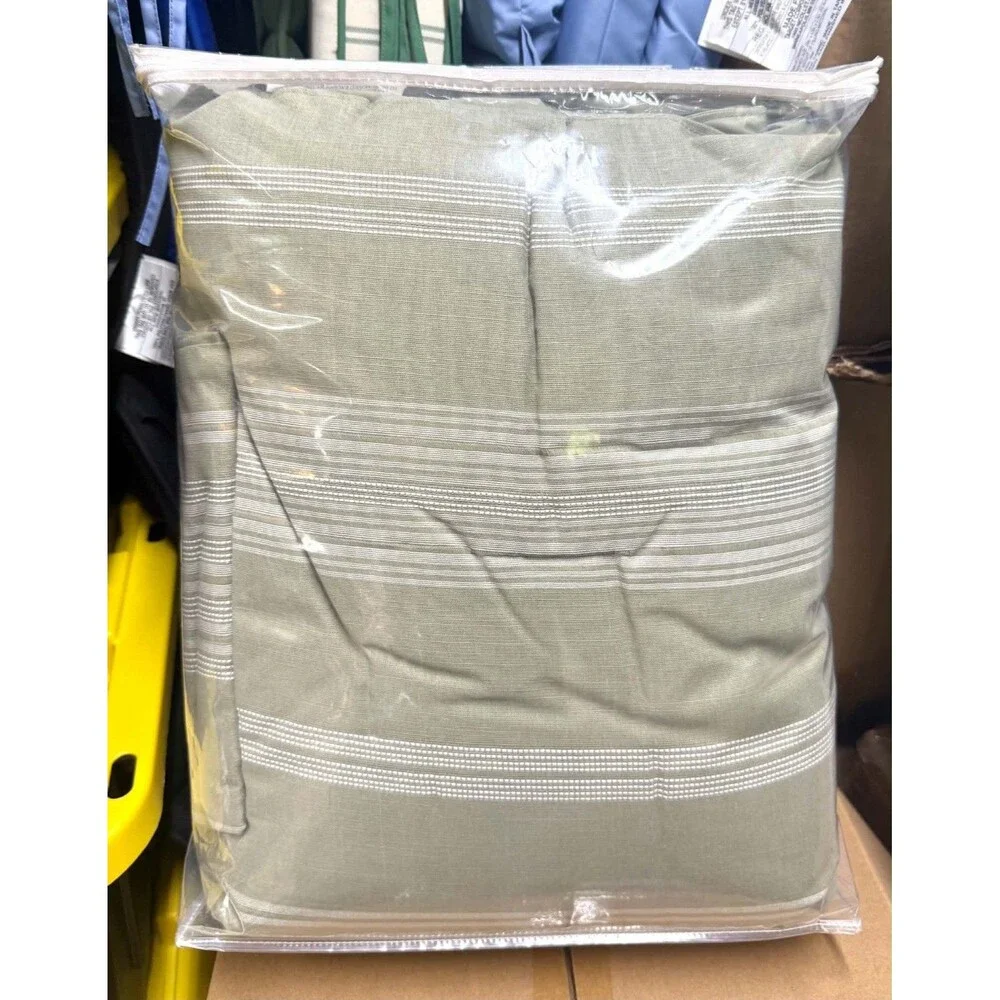 Threshold Cotton Woven Stripe Comforter Set Twin/TXL Moss Green White OEKO-TEX